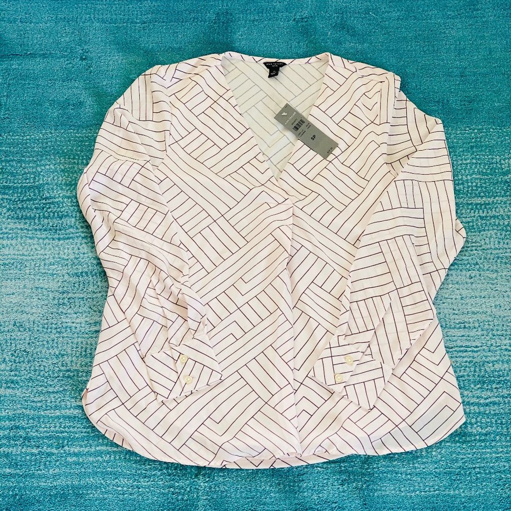 Ann Taylor V-neck Pattern Top